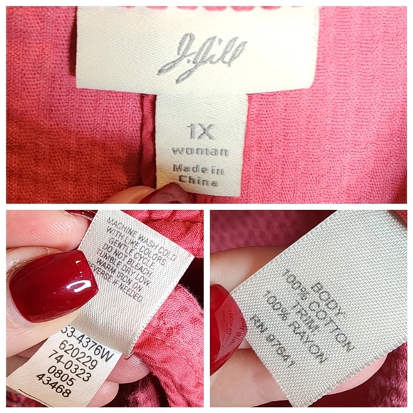 J. Jill Pink Corduroy Velvet Button Front Jacket Pockets Size 1X - Picture 16 of 16